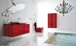 Amazing Bathroom Ideas Red Cabinet White Wall