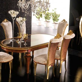 Black Floor With Gold Chair Glass Table - Elegant Luxury Dining Room Set by AltaModa