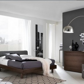 Bright Beautiful Modern Style Bedroom Designs Dark Grey and White Wall