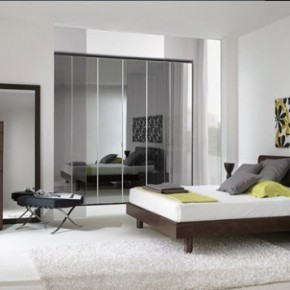 Bright Beautiful Modern Style Bedroom Designs White Floral Wall Big Glass