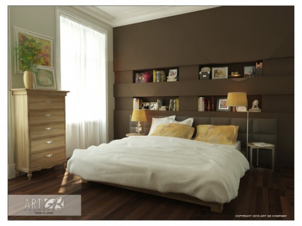 Brown Bookcase with Wood Floor - Amazing Colorful Bedrooms