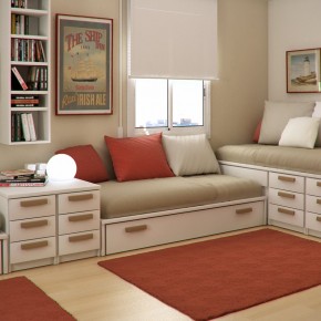 Design Ideas Small Floorspace Kids Rooms Red Brown