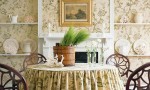 Design Interior French Country Bright Brown Floral Wall Dining Room