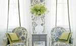 Design Interior French Country Grey Retro Floral White Combination Two Chair