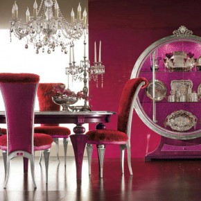 Purple Wall and Purple Chair on Elegant Luxury Dining Room Set by AltaModa