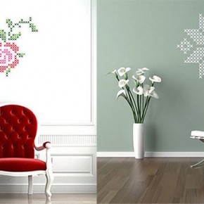 The Best Inspiration Wall Stickers Pink Rose and Grey Snowflake