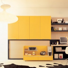 Yellow Fresh Teen Rooms with Small Space
