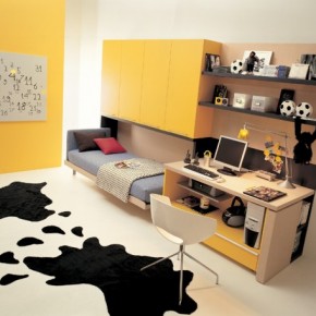 Yellow Teen Rooms with Small Space