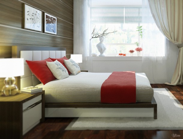 A Bedroom With A Feature Wall1  Warm and Cozy Rooms Rendered By Yim Lee Photo  6