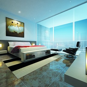 A Living Room With A Glass Panel Window1  Warm and Cozy Rooms Rendered By Yim Lee  Wallpaper 12