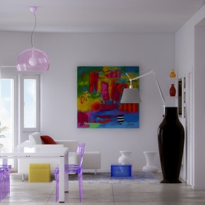 Dinning Living Rainbow  Dashing, Artistic Interiors from Pixel3D  Wallpaper 1