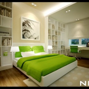 Green White Bedroom 665x503  Dream Home Interiors by Open Design  Pict  28