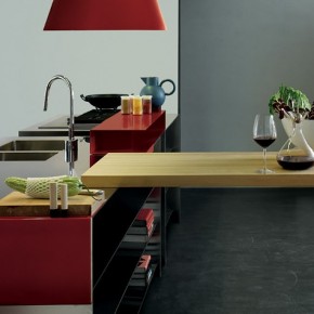 Grey And Red With A Wooden Element  Modern Kitchens From Elmar Cucine  Wallpaper 15