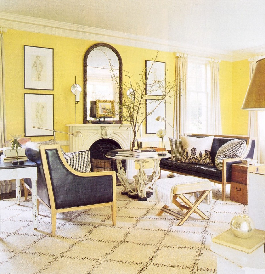 Modern Yellow Wall Living Room Ideas - Living Room New Design