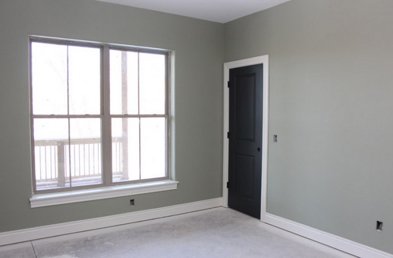grey-walls-white-trim-black-doors | Interior Design Center Inspiration