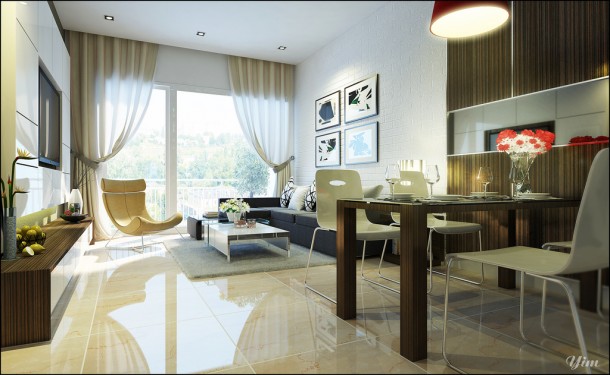 Living Room And Dining Room Space1  Warm and Cozy Rooms Rendered By Yim Lee  Image  3