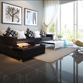 Modern Living Room With A Dark Couch1  Warm and Cozy Rooms Rendered By Yim Lee Photo  1