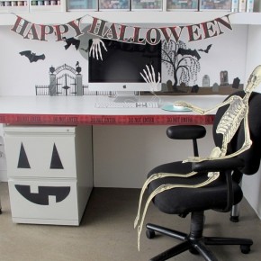 Halloween skeleton office theme