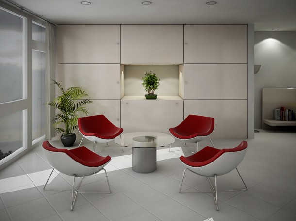 White Red Seating  Dashing, Artistic Interiors from Pixel3D Photo  9
